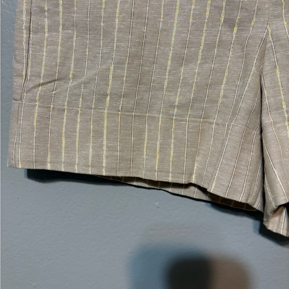 NWT Women’s J. Crew Light Tan Shorts with Gold Pinstripes Size 8 - Picture 3 of 16